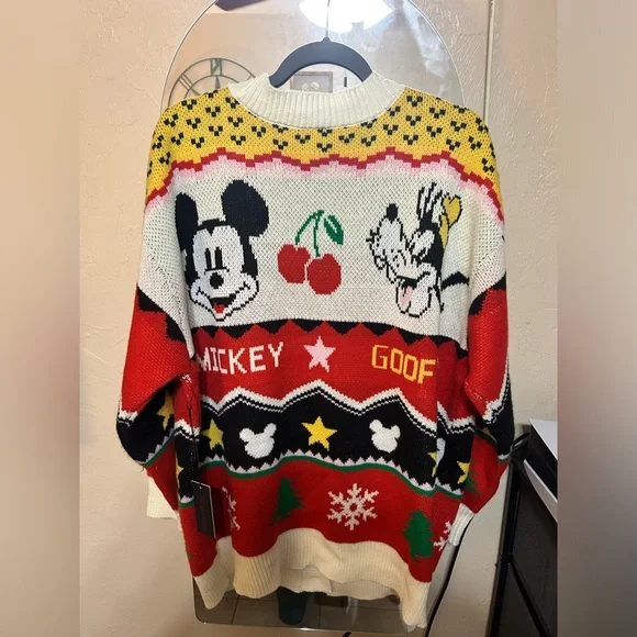 Disney x Forever 21 Multicolor Christmas Mickey and Friends Cardigan - Picture 3 of 4
